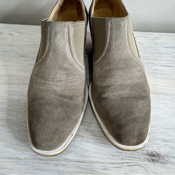 Rag & Bone Finlay Taupe Suede Western Pull-on Ankle Boots Wooden Heel Size 9.5 - Picture 2 of 16